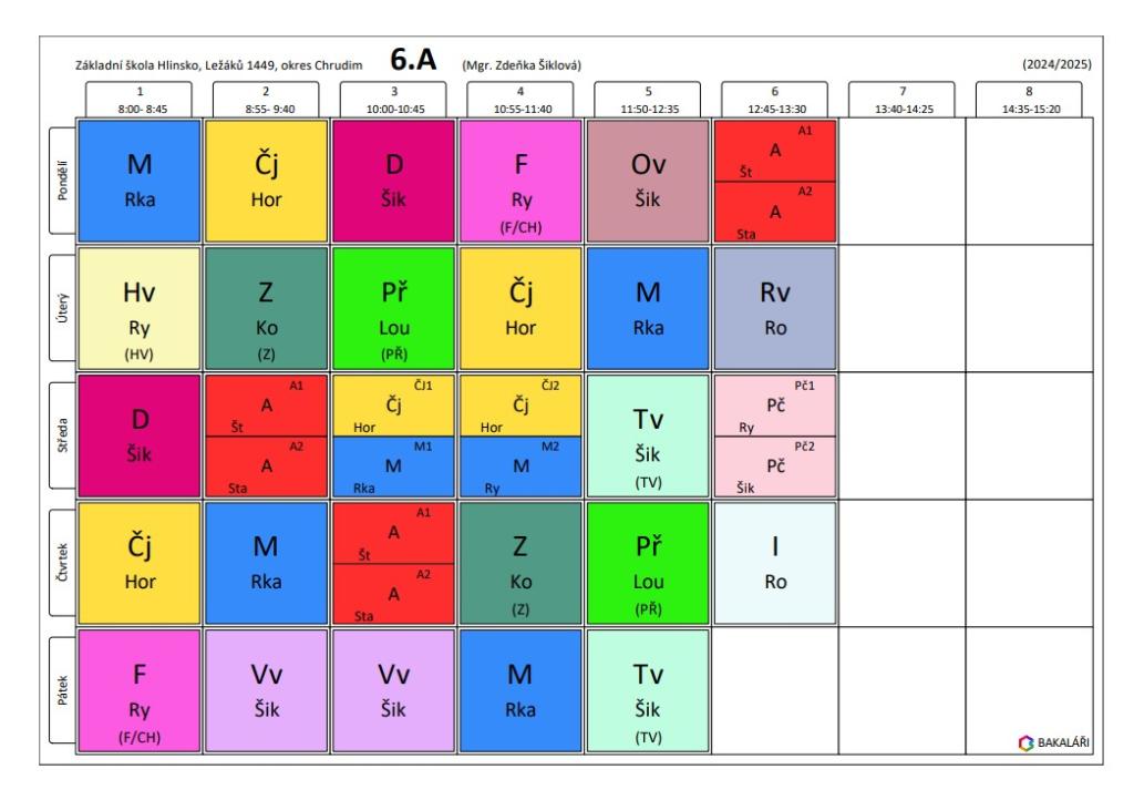 rozvrh VI. A