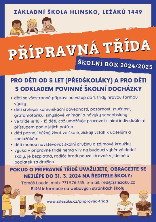 Přípravná třída - informace šk. rok 2024/2025
